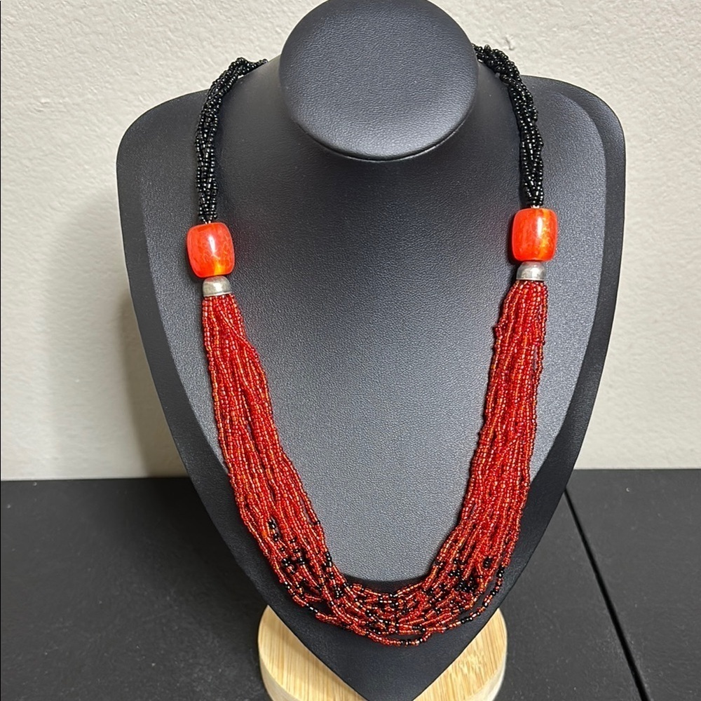 Vintage Glass Seed Bead Layered Beaded Necklace